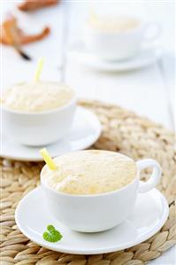 Lobster foam soup in coffee cup