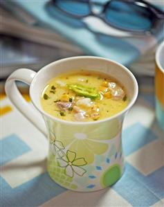 Sweetcorn and chicken soup with chilli