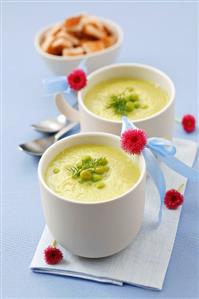 Cream of pea soup with dill