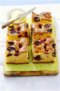 Pieces of yeasted plum cake