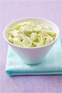 Leek and apple salad with mayonnaise