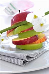 Tower of slices of different apples