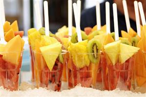Glasses of fruit salad to take away