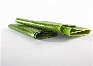 Two folded banana leaves