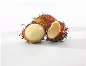 Rambutan, partly peeled