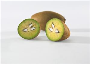 Sapodillas, whole and halved