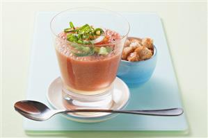 Gazpacho with garlic croutons