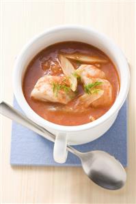 Tomato and fennel soup with redfish