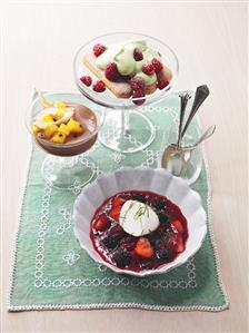 Elderflower mousse with fruity berry soup