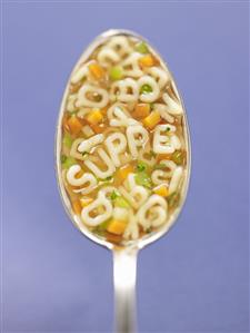 Alphabet soup in spoon