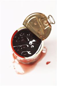 Amarena cherries in opened tin