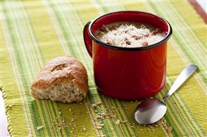 Brazilian soup with peas and onions