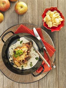 Pork chop with apple topping