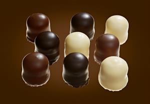 Chocolate teacakes with milk, dark and white chocolate