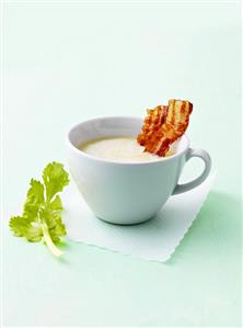 Cream of celeriac soup with bacon
