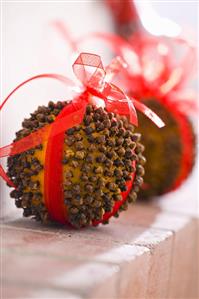Orange studded with cloves