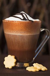 Chocolate latte with chocolate syrup