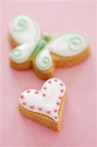 Iced biscuits (heart and butterfly)