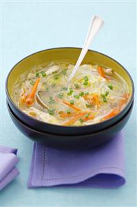 Chicken soup with rice noodles