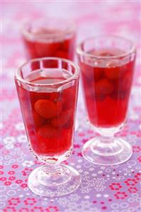 Strawberry compote in three glasses