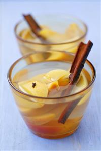 Apple compote with cinnamon in two glasses