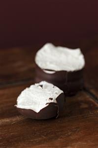 Chocolate teacake, broken in two