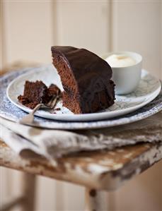 A piece of chocolate cake