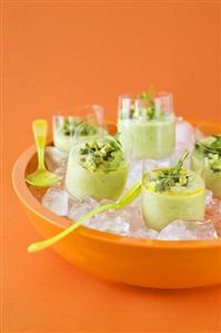 Cold avocado cream in glasses