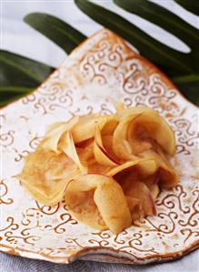 Thin apple slices with cinnamon sugar