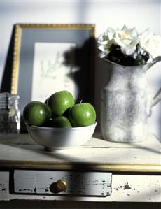 Still life with a Bowl of Granny Smith Apples