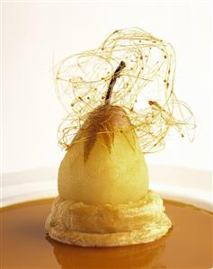 Poached Pear in Caramel Sauce