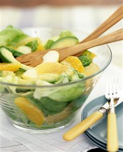 A Fruit Salad with Avocado, Grapefruit, Oranges and Apples