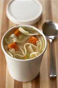 Chicken Noodle Soup in a Take Out Container