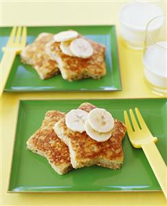 Childs Breakfast, French Toast Stars with Banana Slices