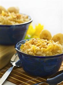 Individual Bowls of Rice Banana Custard