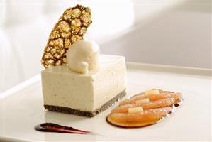Japanese Tofu Mousse with Grapefruit Slices and Plum Sauce