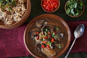 Bowl of Wild Mushroom and Chipotle Soup