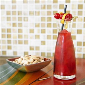Cherry Blossom Drink with Bowl of Smoked Almonds