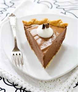 Slice of French Silk Pie; Chocolate Custard Pie