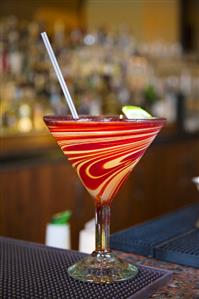 Margarita on the Rocks with Lime in Swirled Stem Glass