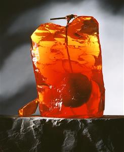 A Red Cherry in a Block of Gelatin