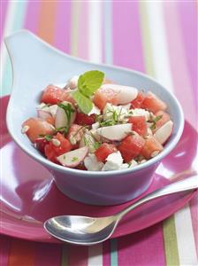 Ensalada de sandía y queso feta. Receta disponible
