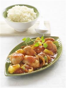 Conejo agridulce. lapin aigre doux. Receta disponible