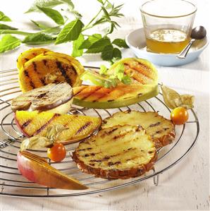 frutas a la brasa. Receta disponible