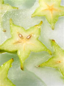 Frozen slices of star fruit