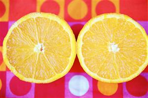 Two halves of an orange